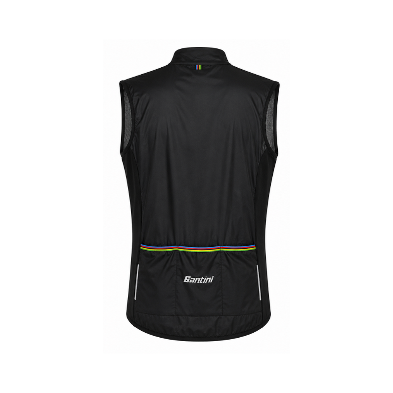 CHALECO ROMPEVIENTO SANTINI UCI RAINBOW OFFICIAL BLACK UNISEX - Imagen 2