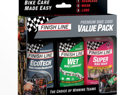 KIT LUBRICACION Y LIMPIEZA CADENA FINISH LINE PREMIUN BIKE CARE VALUE PACK (EcoTech + WET lube + Super Bike Wash 120ml)